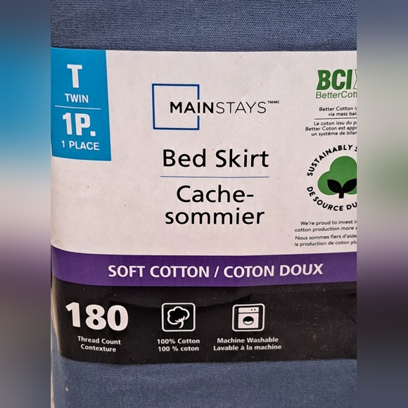 NEW Mainstays Soft Cotton Blue Bed Skirt - Twin Size - Picture 2 of 3